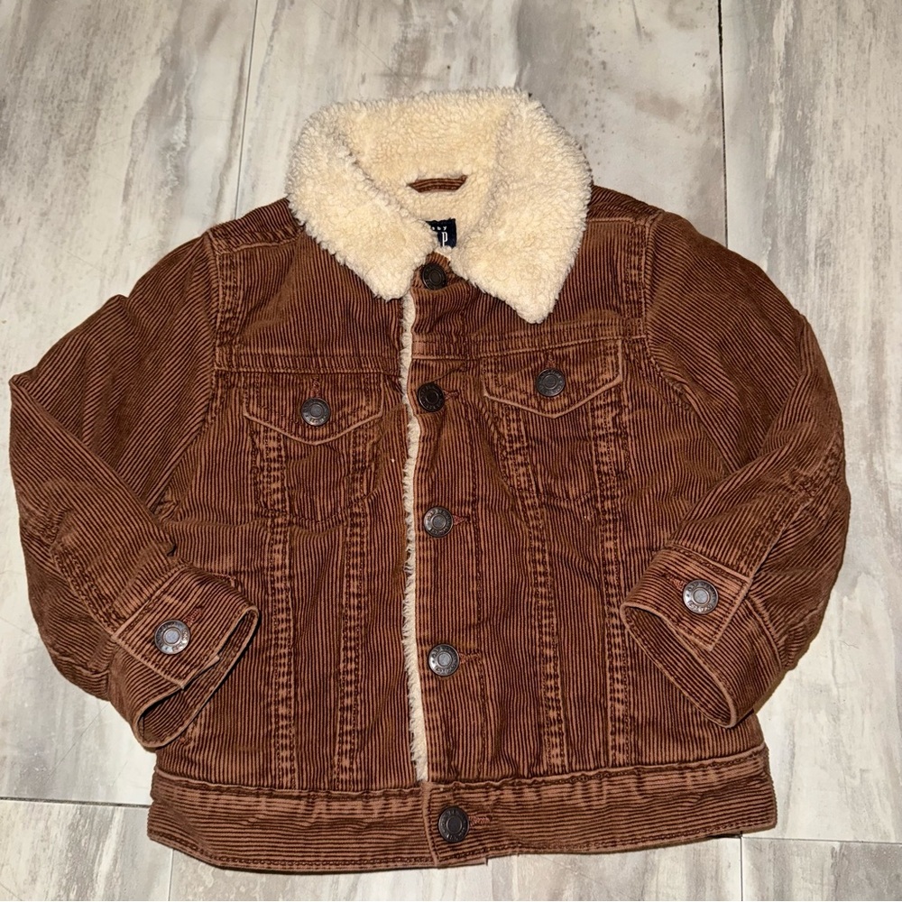 Brown Corduroy Kids Jacket with Sherpa Collar